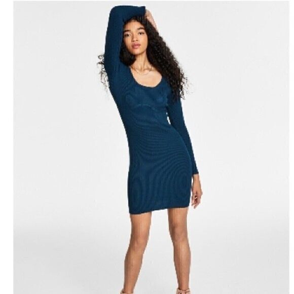 Hippie Rose Juniors'Bodycon Bustier Sweater Dress Turquoise size M - Picture 3 of 6